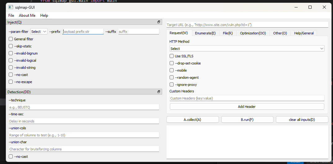 sqlmap-gui interface screenshot